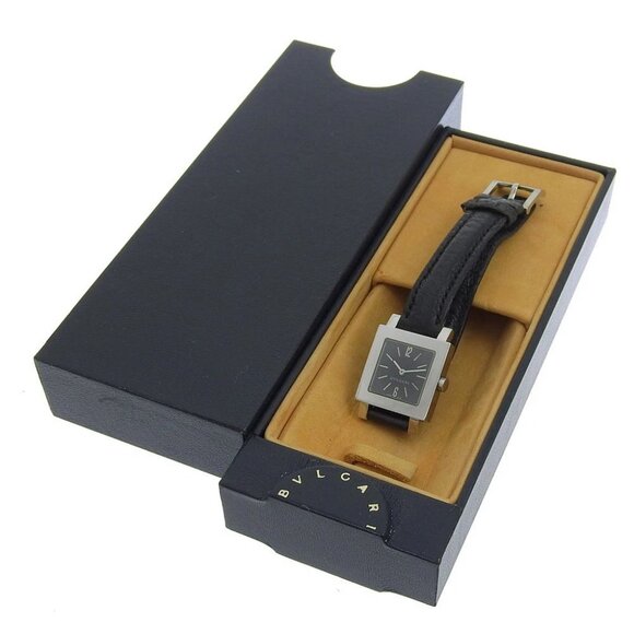BVLGARI Quadlard Watches SQ22SL blackDial Stainless Steel/leather Quartz - Picture 8 of 8